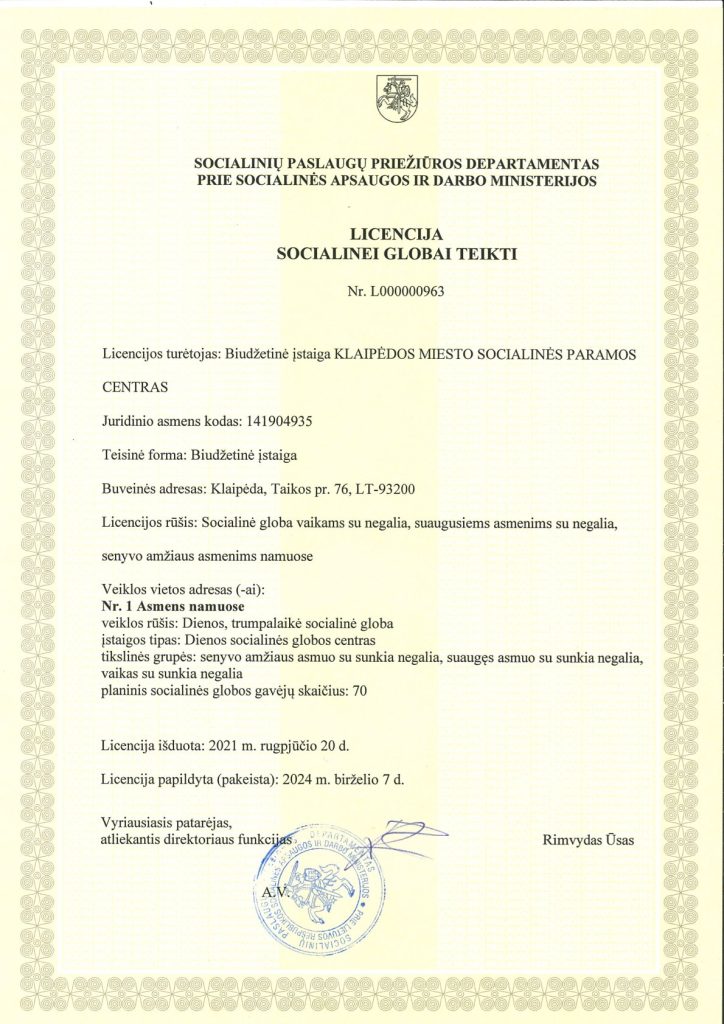 Licencija socialinei globai teikti
